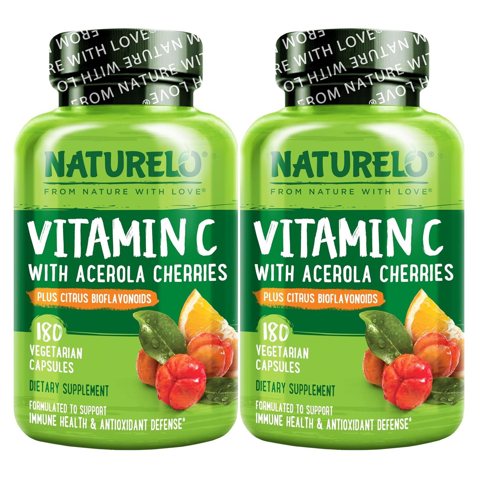 Suplemento Vegano NATURELO Vitamina C 500 mg - 180 Cápsulas