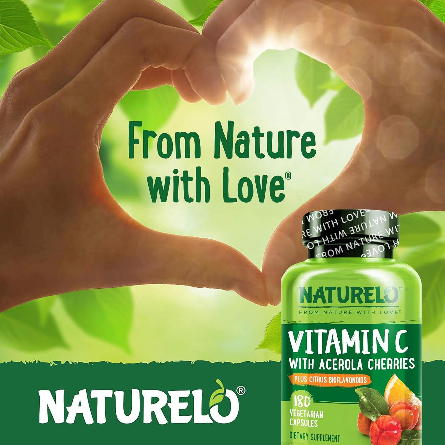 Suplemento Vegano NATURELO Vitamina C 500 mg - 180 Cápsulas