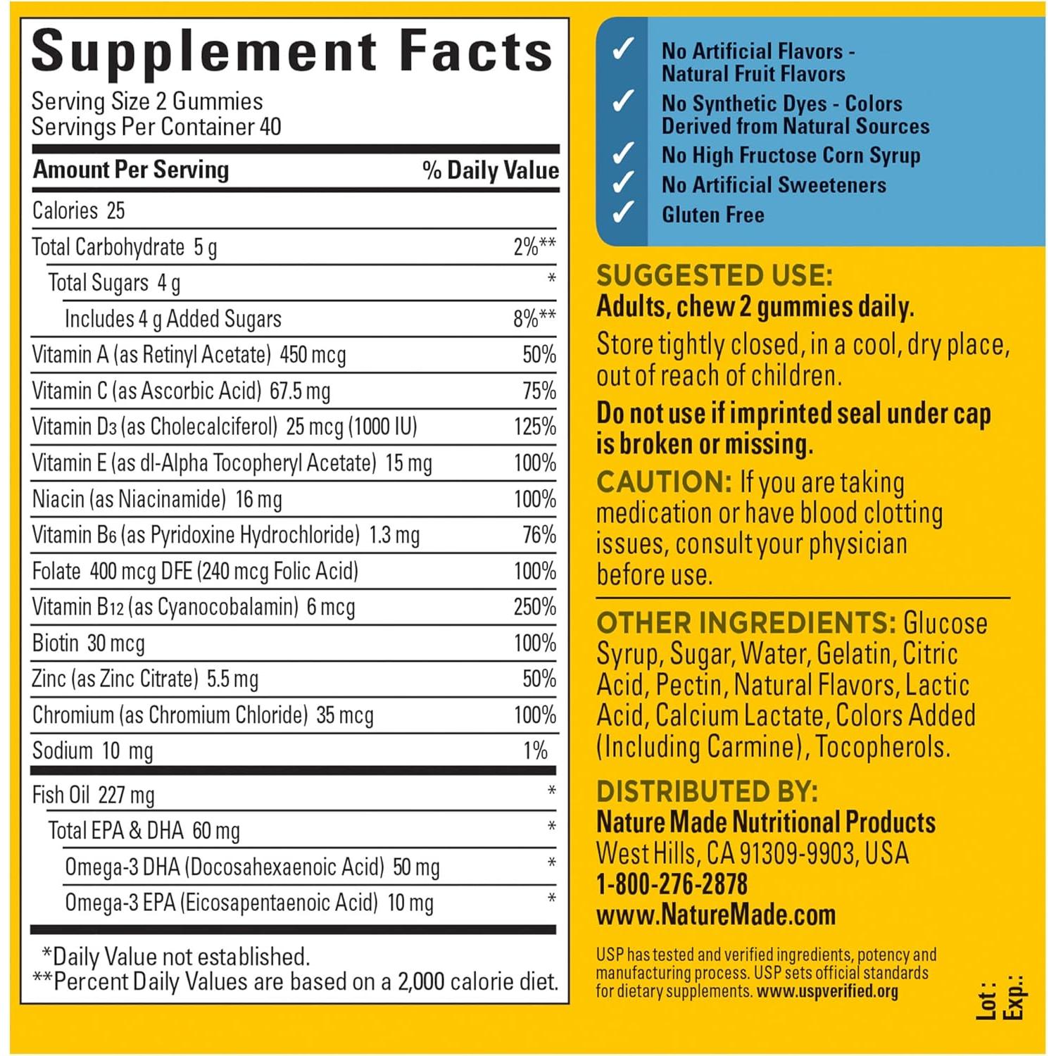 Multivitamina Nature Made para Hombres con Omega-3 80 Gomitas