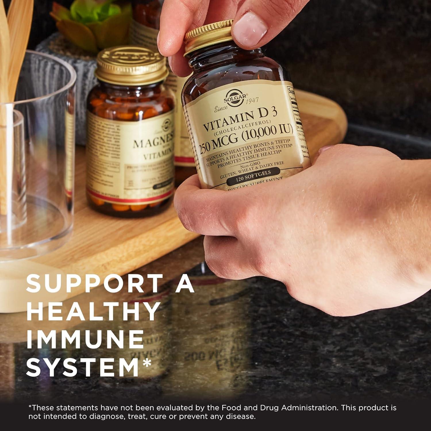 Vitamina D3 Solgar 250 mcg 120 Gelatinas Blandas - Paquete de 3