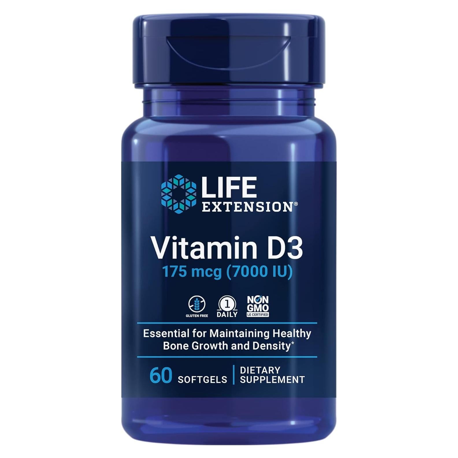 Vitamina D3 Life Extension 175 mcg 60 gelatinas blandas