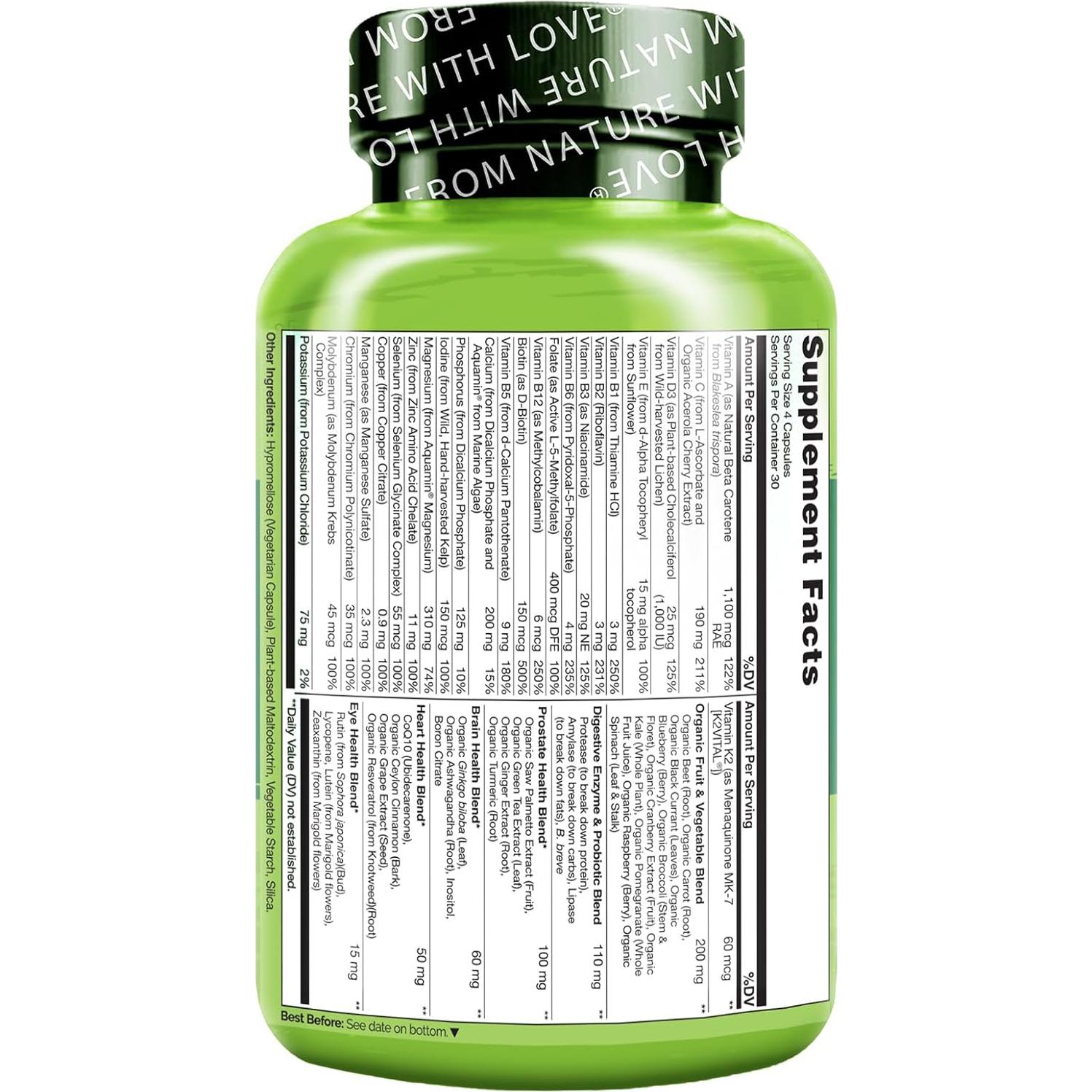 Multivitamina NATURELO para Hombres 50+ - 120 Cápsulas Veganas