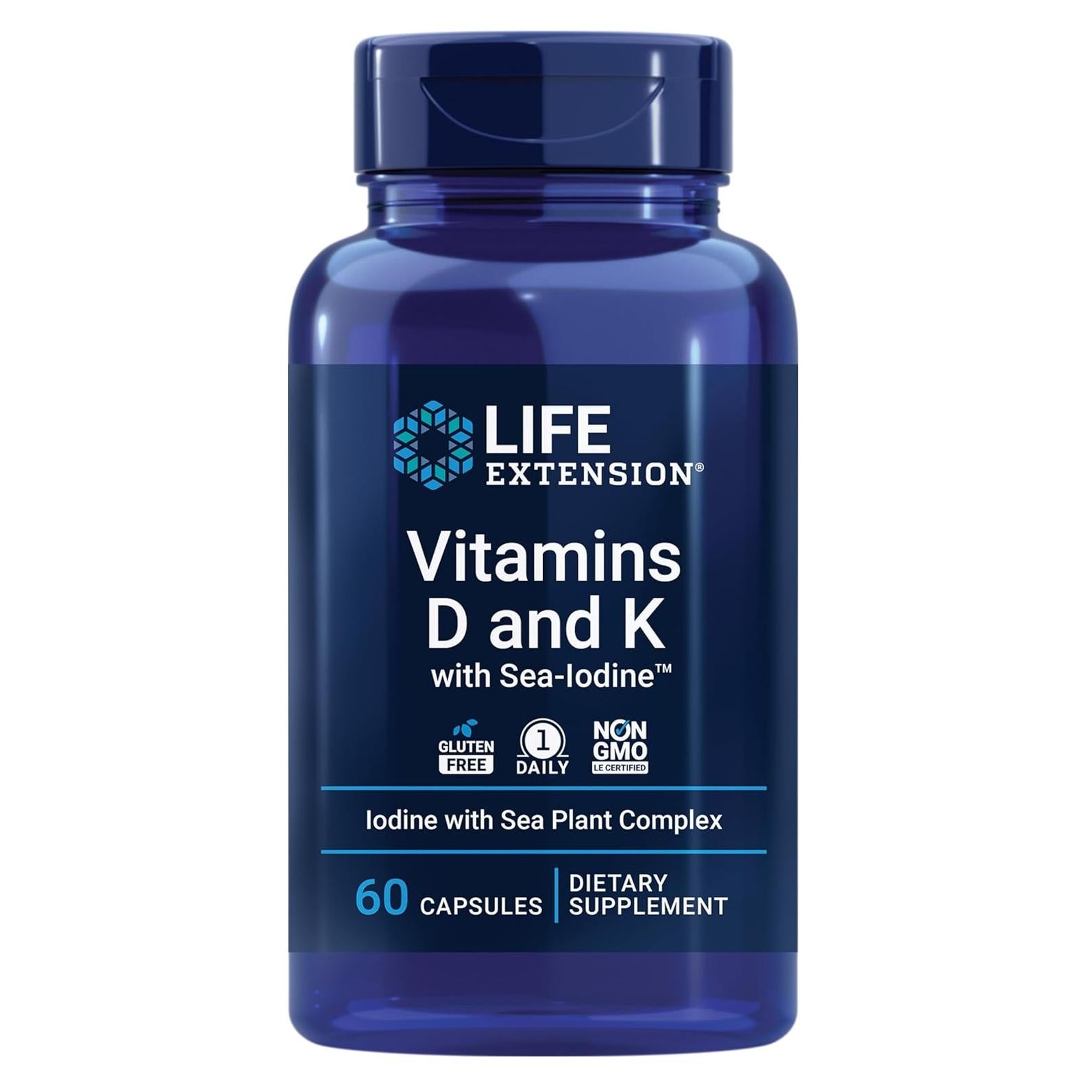 Vitaminas D3 y K1 K2 Life Extension 60 Cápsulas Salud Inmune