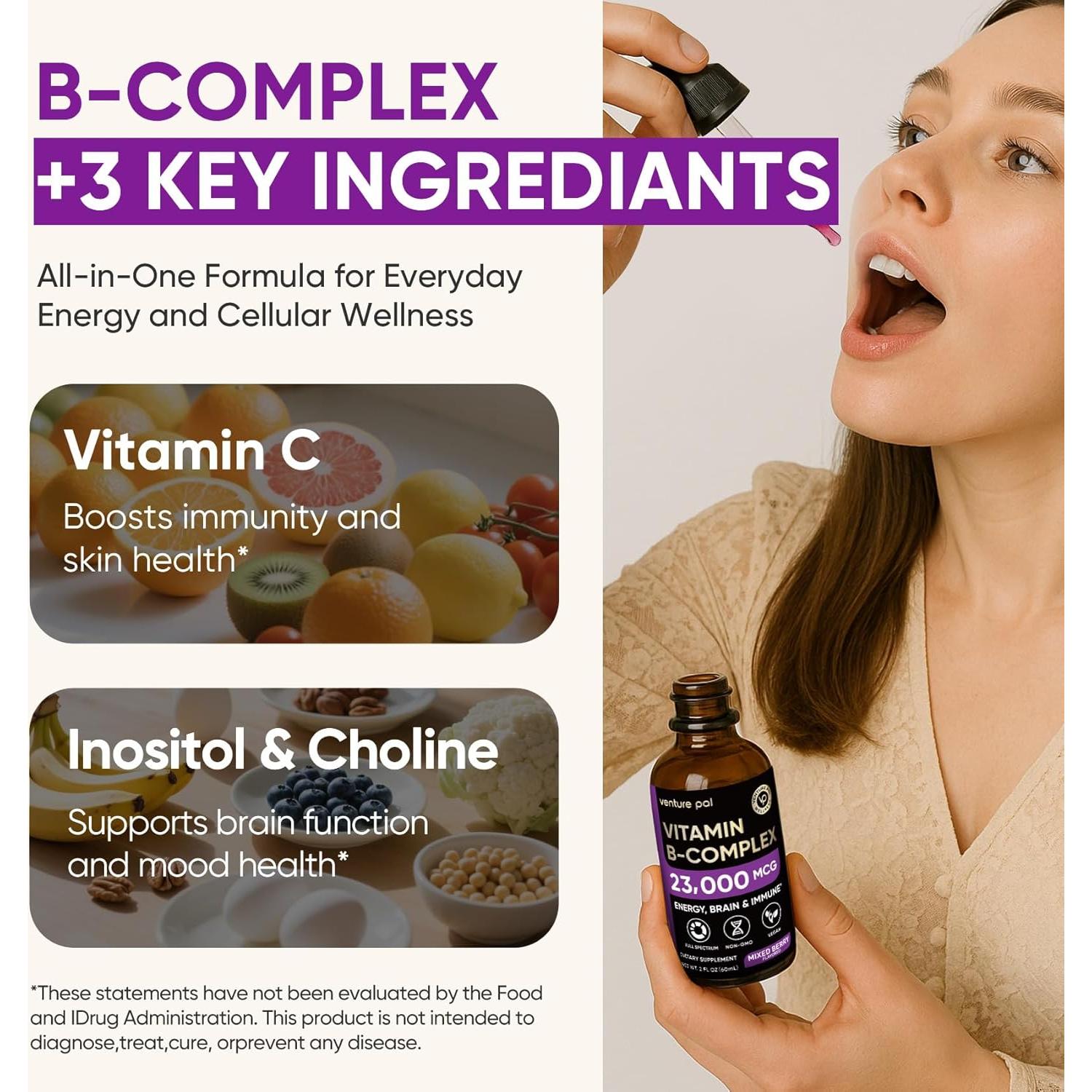 Venture Pal Complejo de Vitaminas B Líquido 2 Fl Oz