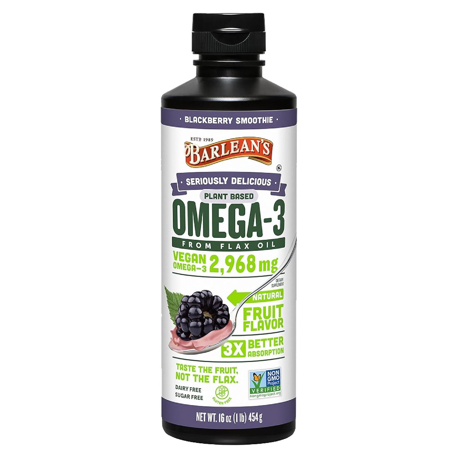 Suplemento Líquido Omega 3 6 9 Barlean's 473 ml Sabor Mora