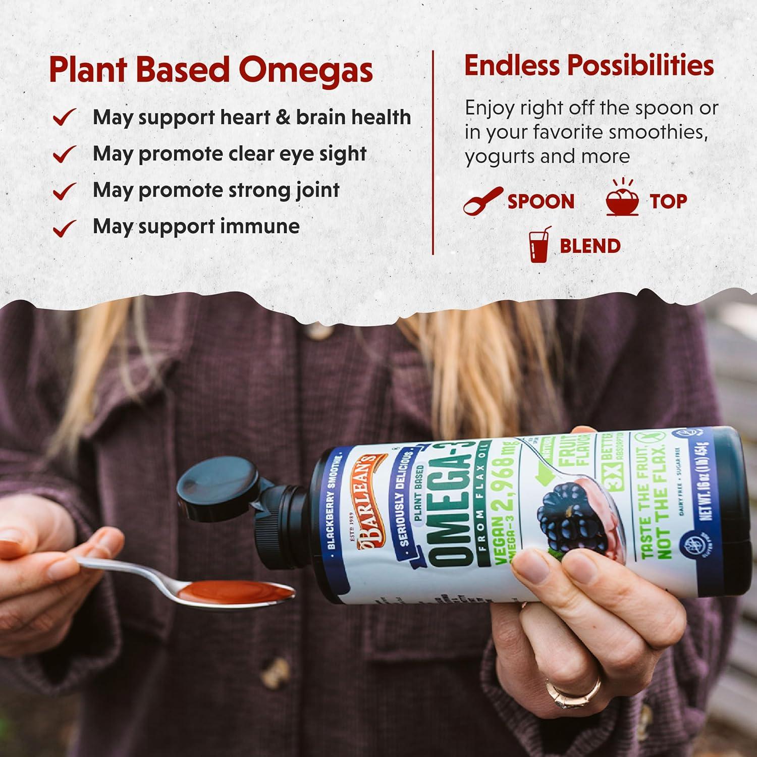 Suplemento Líquido Omega 3 6 9 Barlean's 473 ml Sabor Mora