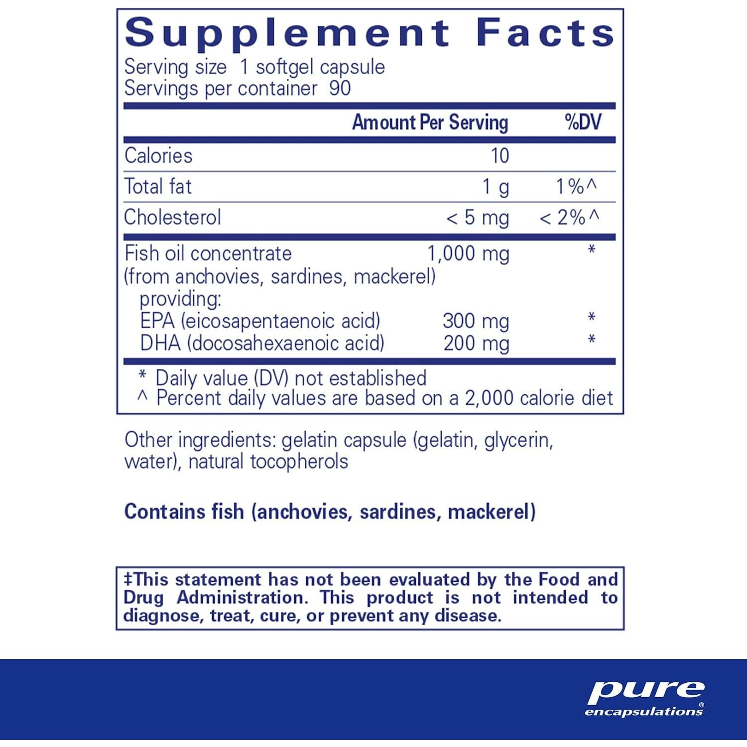 Suplemento Omega 3 Pure Encapsulations EPA/DHA 90 Cápsulas