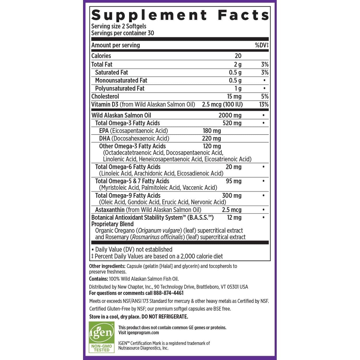 Suplemento Aceite de Pescado Wholemega New Chapter 60 Cápsulas 1000mg