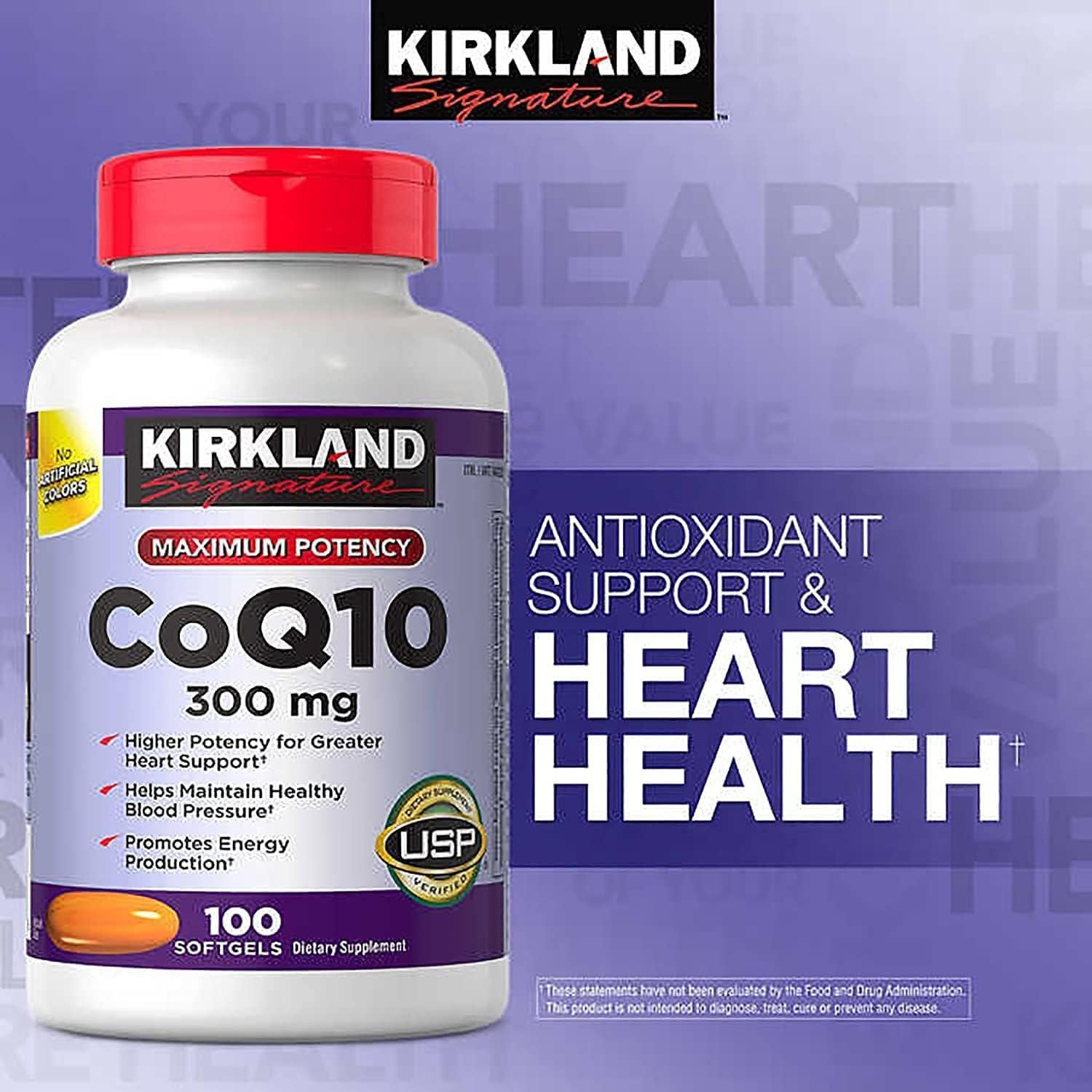 Kirkland Signature CoQ10 300 mg 100 Softgels Antioxidante