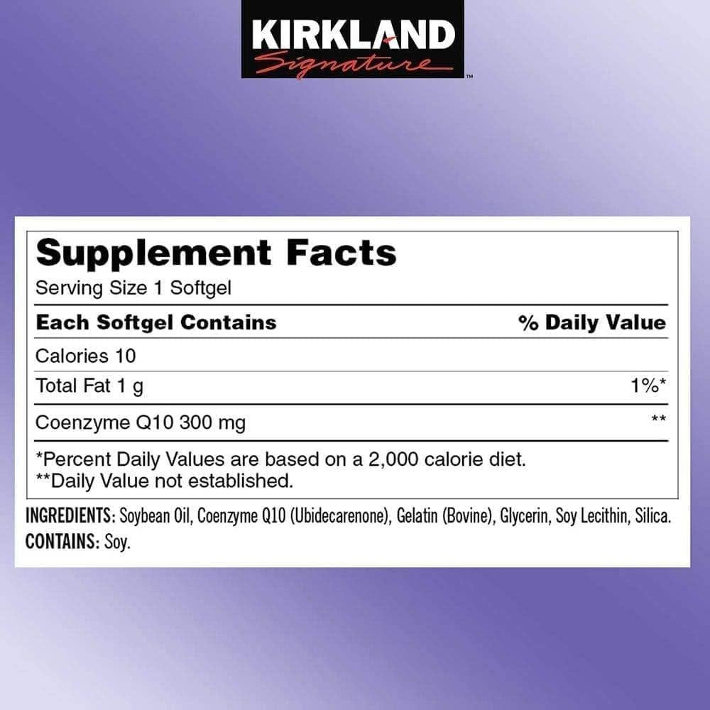 Kirkland Signature CoQ10 300 mg 100 Softgels Antioxidante
