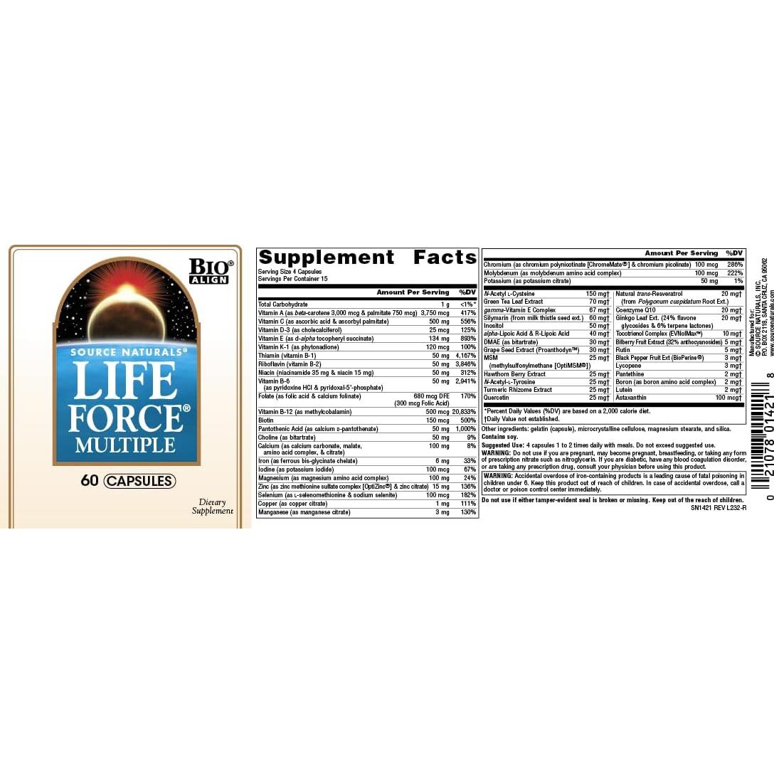 Multivitamínico Diario Source Naturals Fuerza Vital 60 Cápsulas