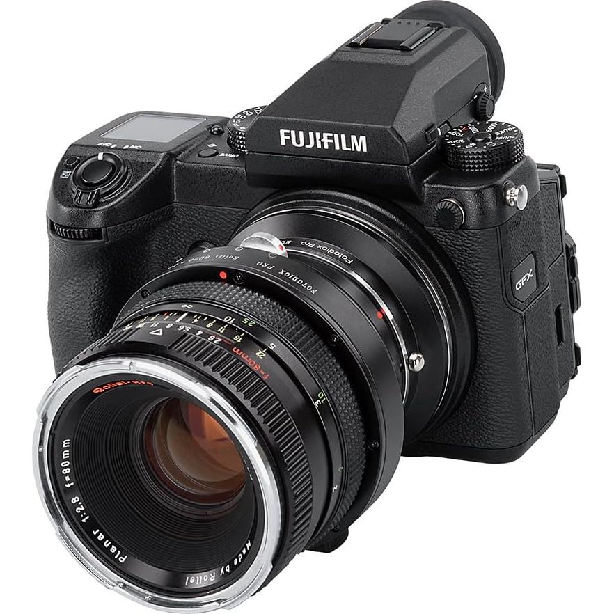 Adaptador Doble Fotodiox Pro Rollei 6000 y Canon EOS a Fujifilm GFX