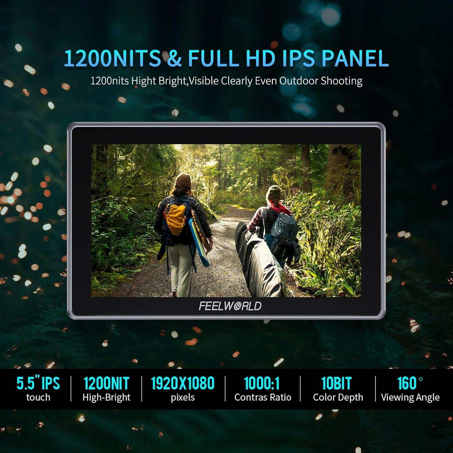 Monitor de Campo FEELWORLD H5 5.5" 1200nit 12G-SDI Táctil