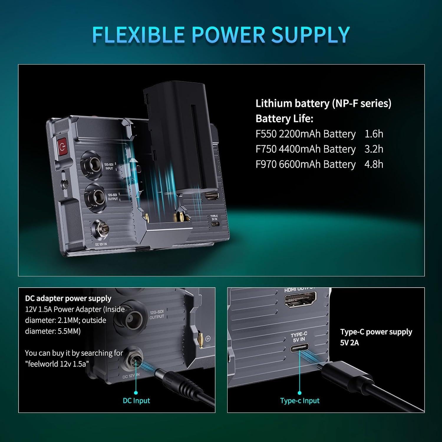 Monitor de Campo FEELWORLD H5 5.5" 1200nit 12G-SDI Táctil