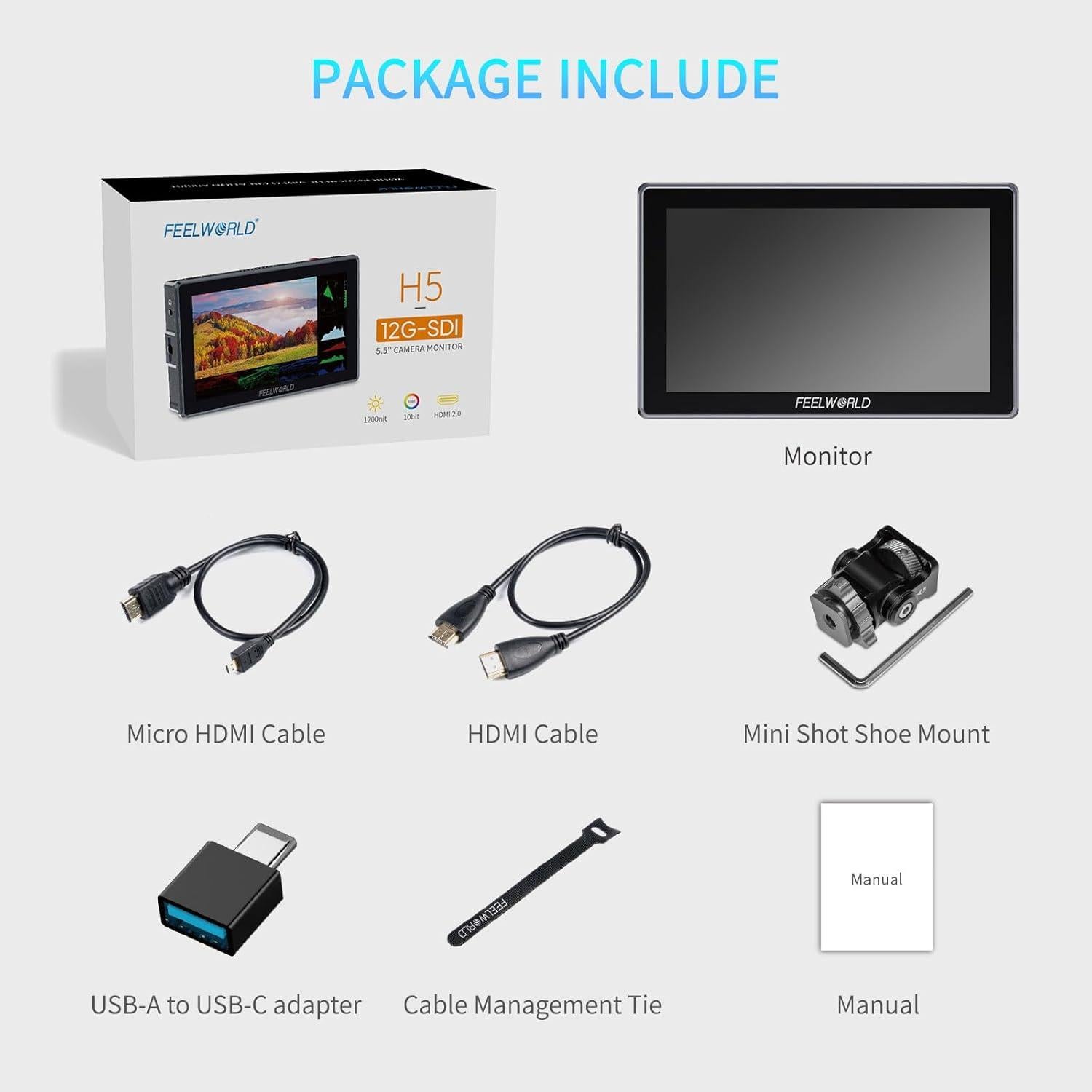 Monitor de Campo FEELWORLD H5 5.5" 1200nit 12G-SDI Táctil