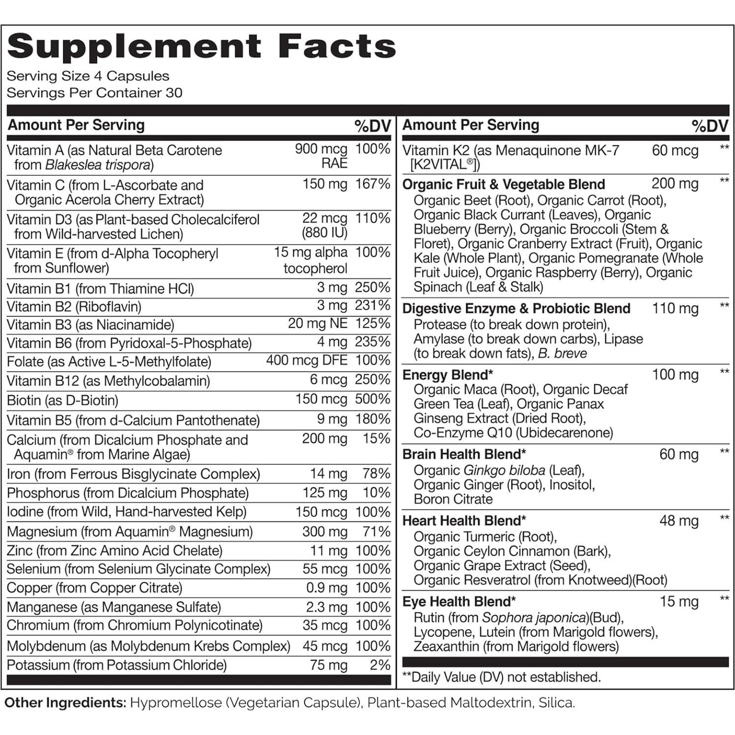 Multivitaminas Naturales para Mujeres NATURELO - 120 Cápsulas Veganas