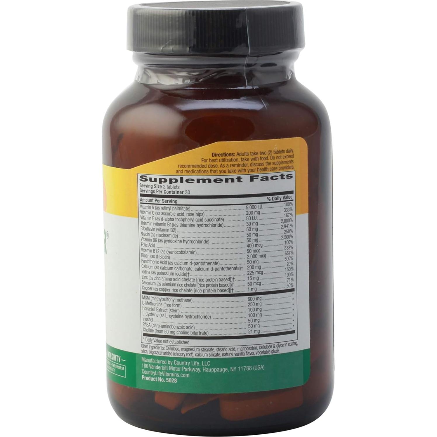 Suplemento Maxi-Hair Country Life 2000mcg Biotina 60 Tabletas