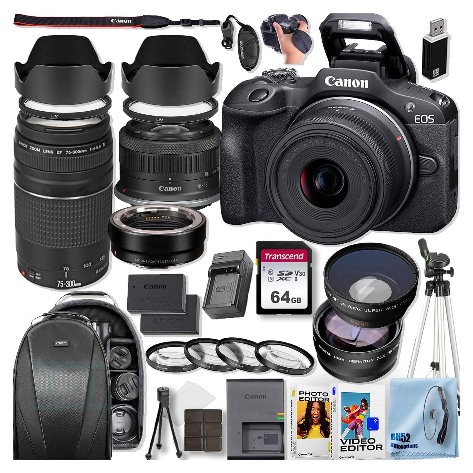 Cámara sin Espejo Canon EOS R100 + Lente RF-S 18-45mm + Accesorios