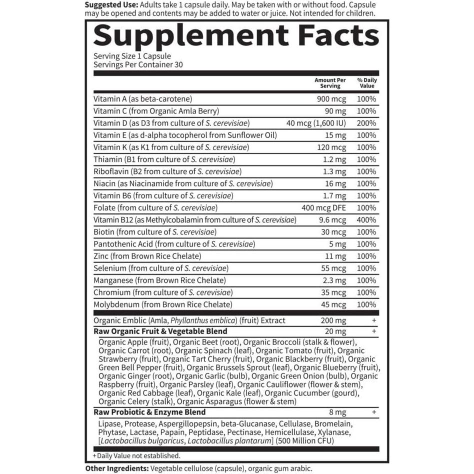 Multivitamínico Diario Jardín de Vida para Hombres 30 Cápsulas