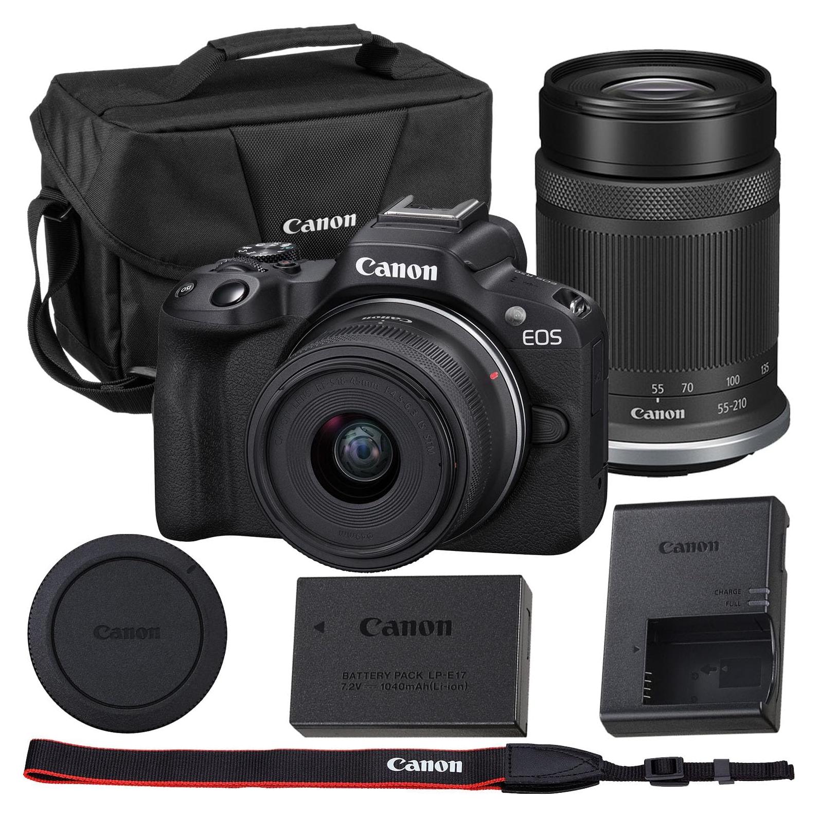 Cámara Sin Espejo Canon EOS R50 Kit con Lentes 18-45mm y 55-210mm