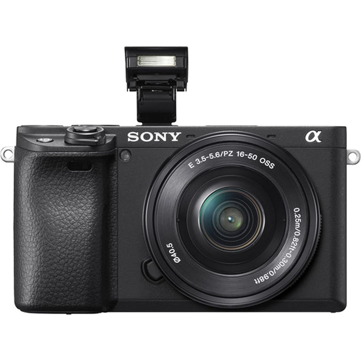 Sony a6400 Mirrorless Camera with 16-50mm Lens, 128GB Extreem Speed Memory,.43 Wide Angle & 2X Lenses, Case,Tripod, Filters, Hood, Grip,Spare Battery & Charger,Editing Software Kit -Deluxe Bundle