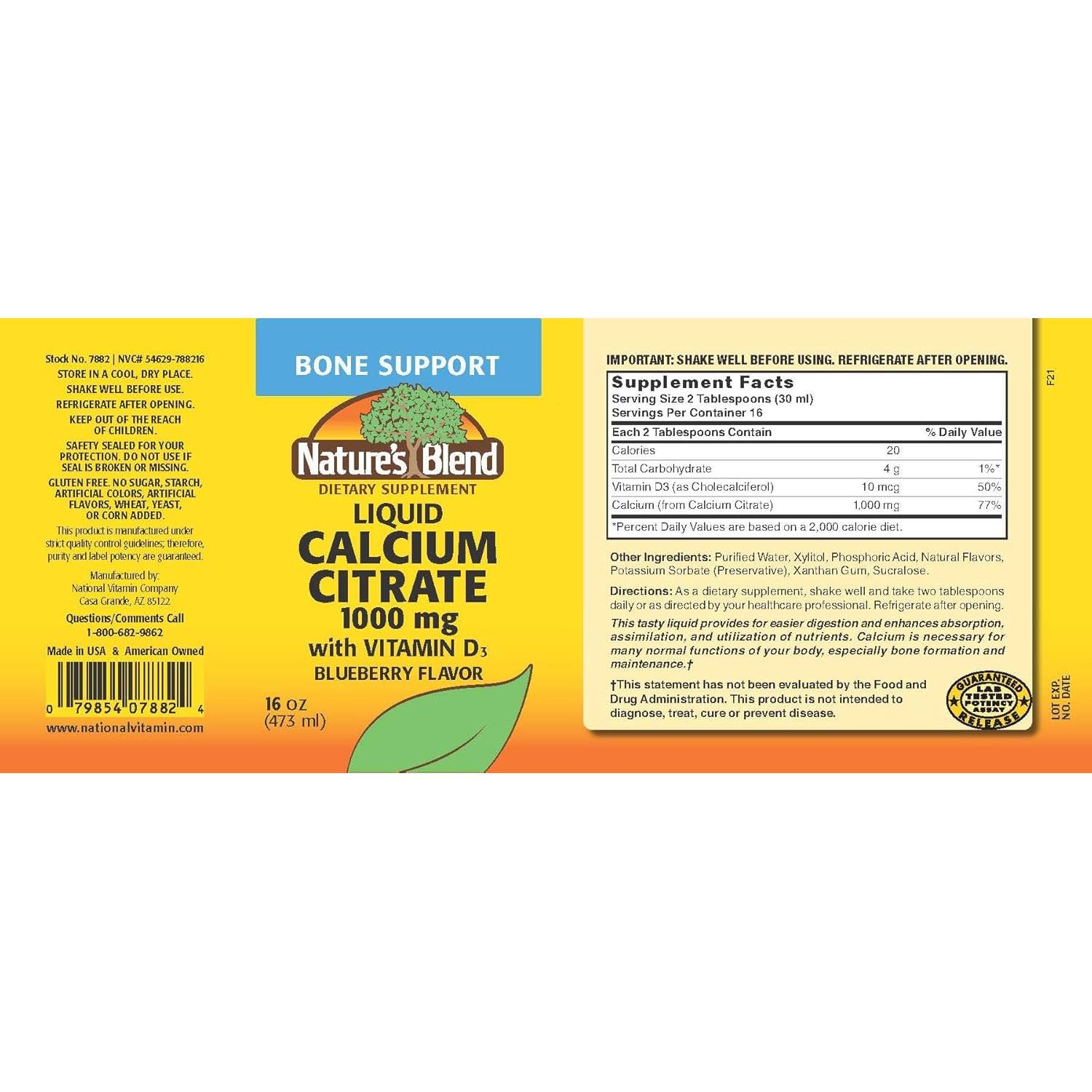 Citrato de Calcio Líquido 1000mg con D3 473ml Arándano