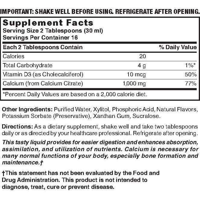 Citrato de Calcio Líquido 1000mg con D3 473ml Arándano