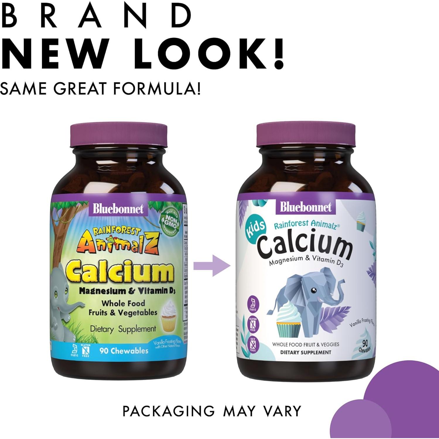 Suplemento Masticable BlueBonnet Calcio Magnesio Vitamina D3 90 Unidades