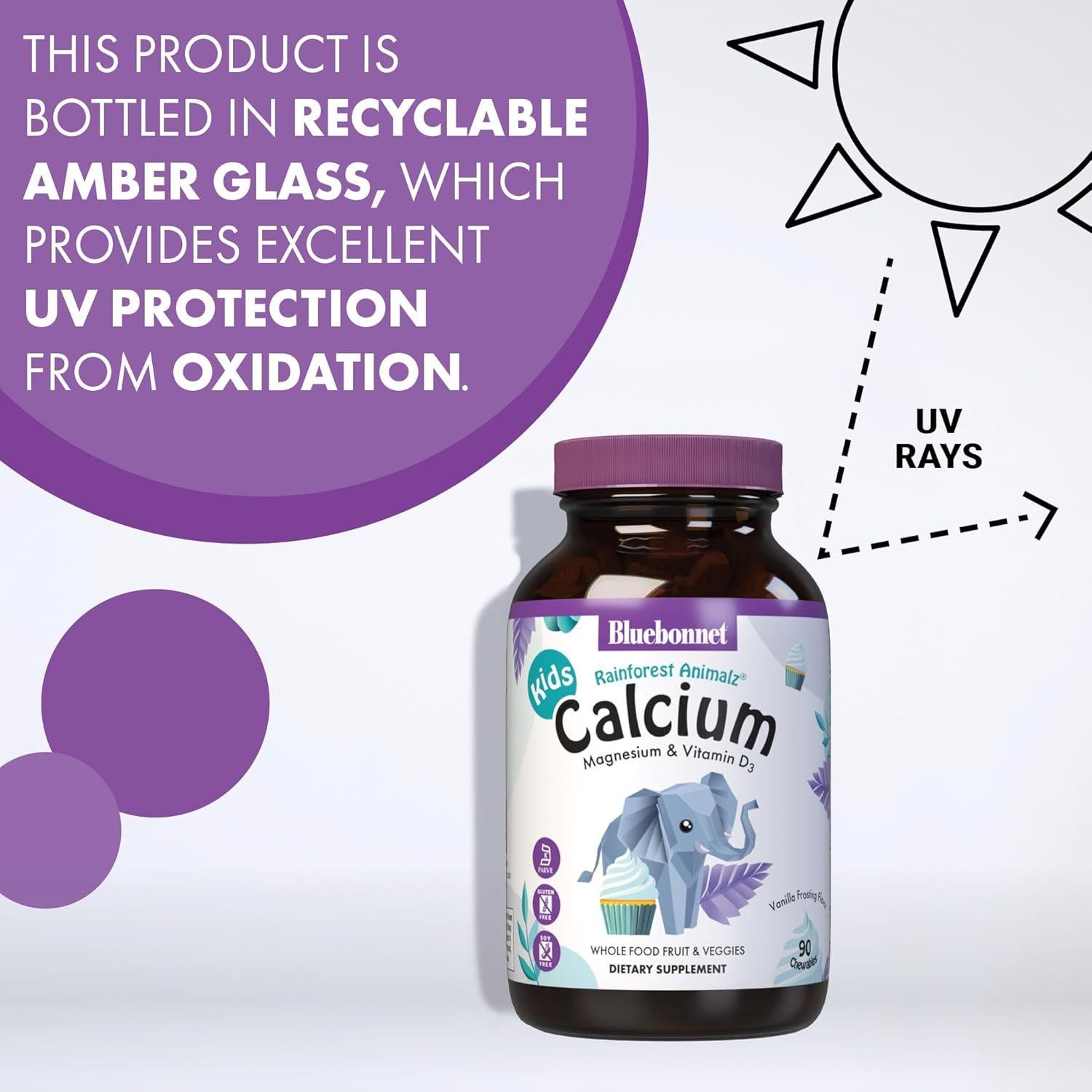 Suplemento Masticable BlueBonnet Calcio Magnesio Vitamina D3 90 Unidades