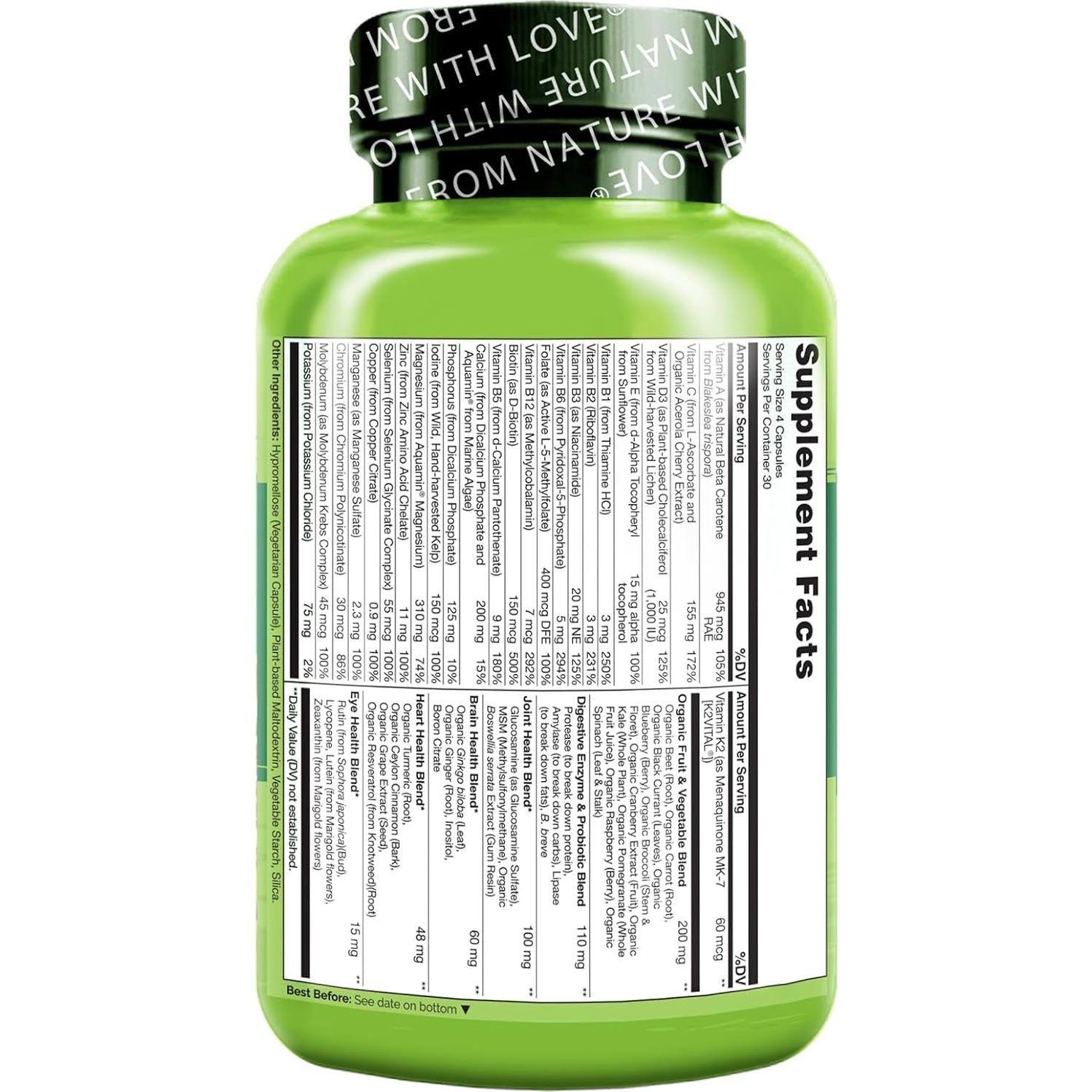 Multivitamina Naturelo para Mujeres 50+ Sin Hierro - 120 Cápsulas Veganas