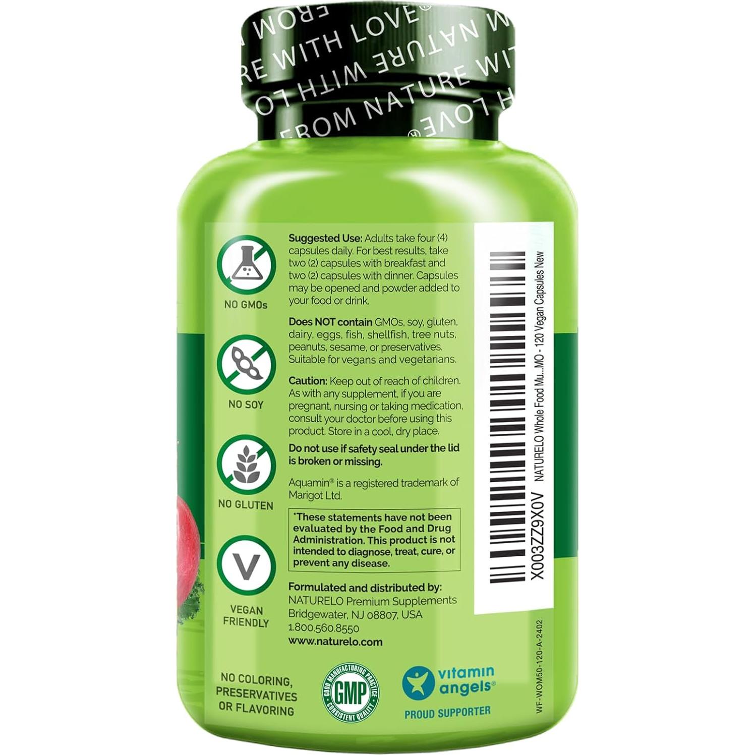 Multivitamina Naturelo para Mujeres 50+ Sin Hierro - 120 Cápsulas Veganas