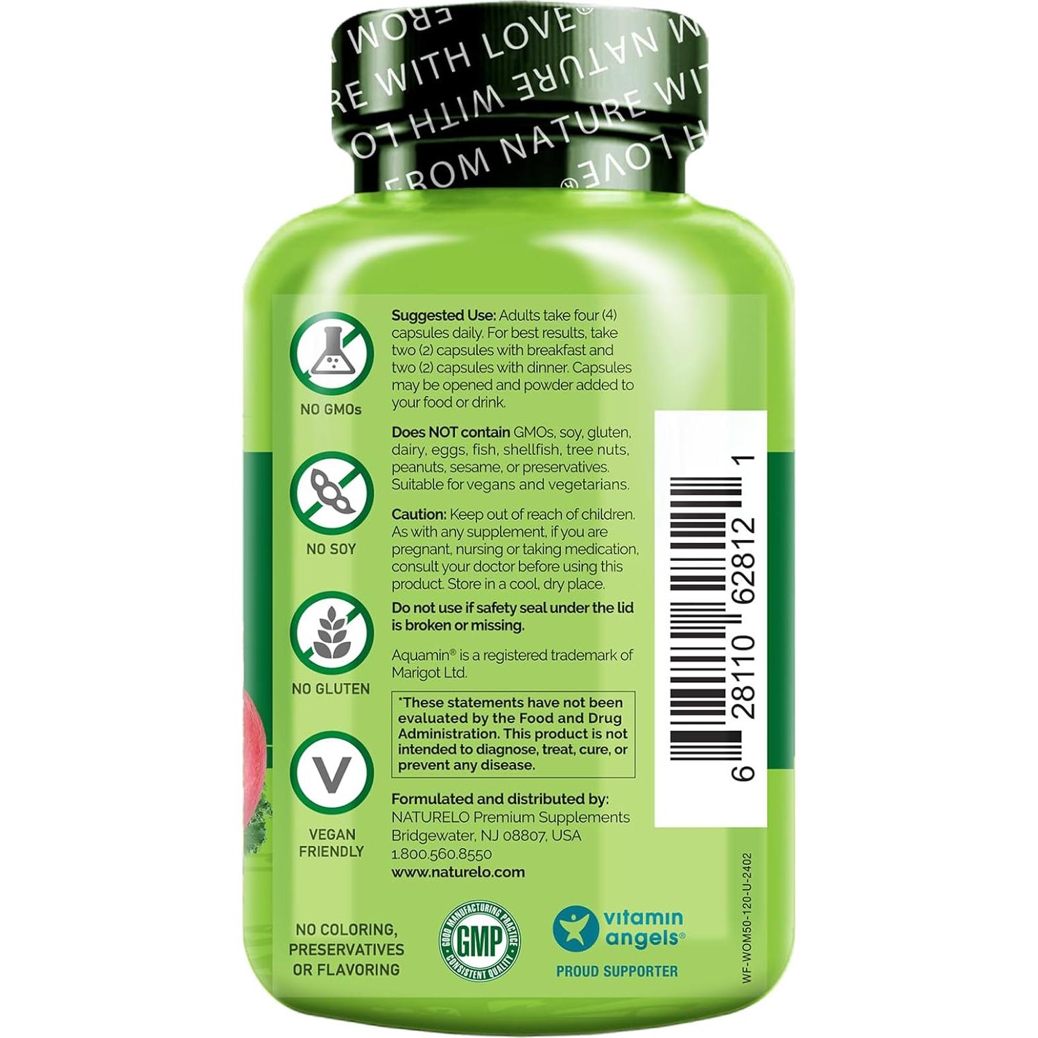 Multivitamina Naturelo para Mujeres 50+ Sin Hierro - 120 Cápsulas Veganas