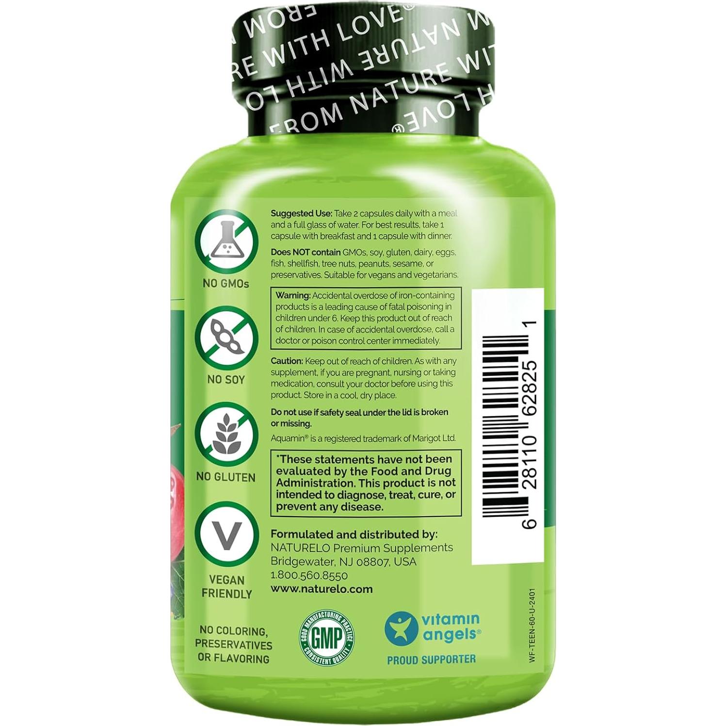 Multivitamina para Adolescentes NATURELO - 60 Cápsulas Veganas