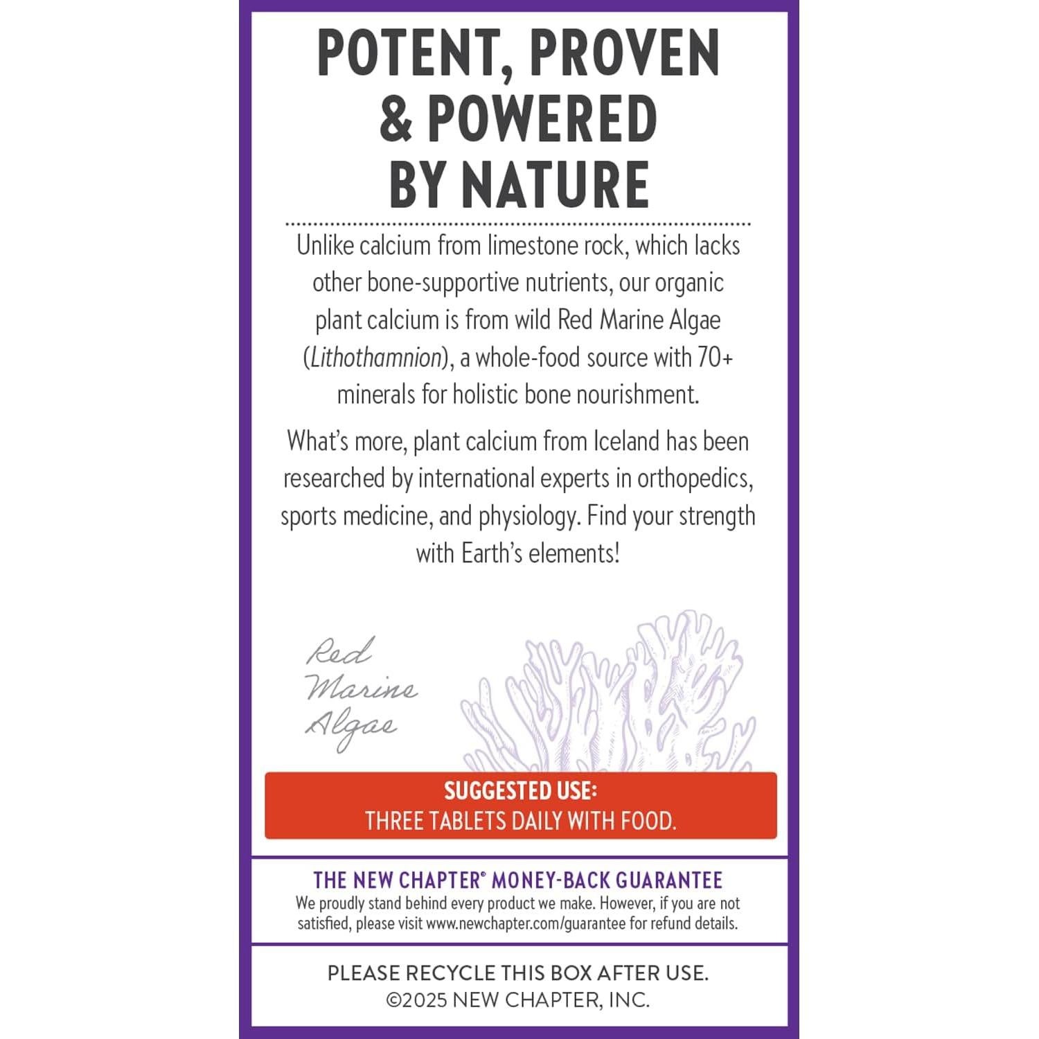 Suplemento de Calcio Orgánico New Chapter 60 Tabletas con Magnesio y Vitamina D3+K2