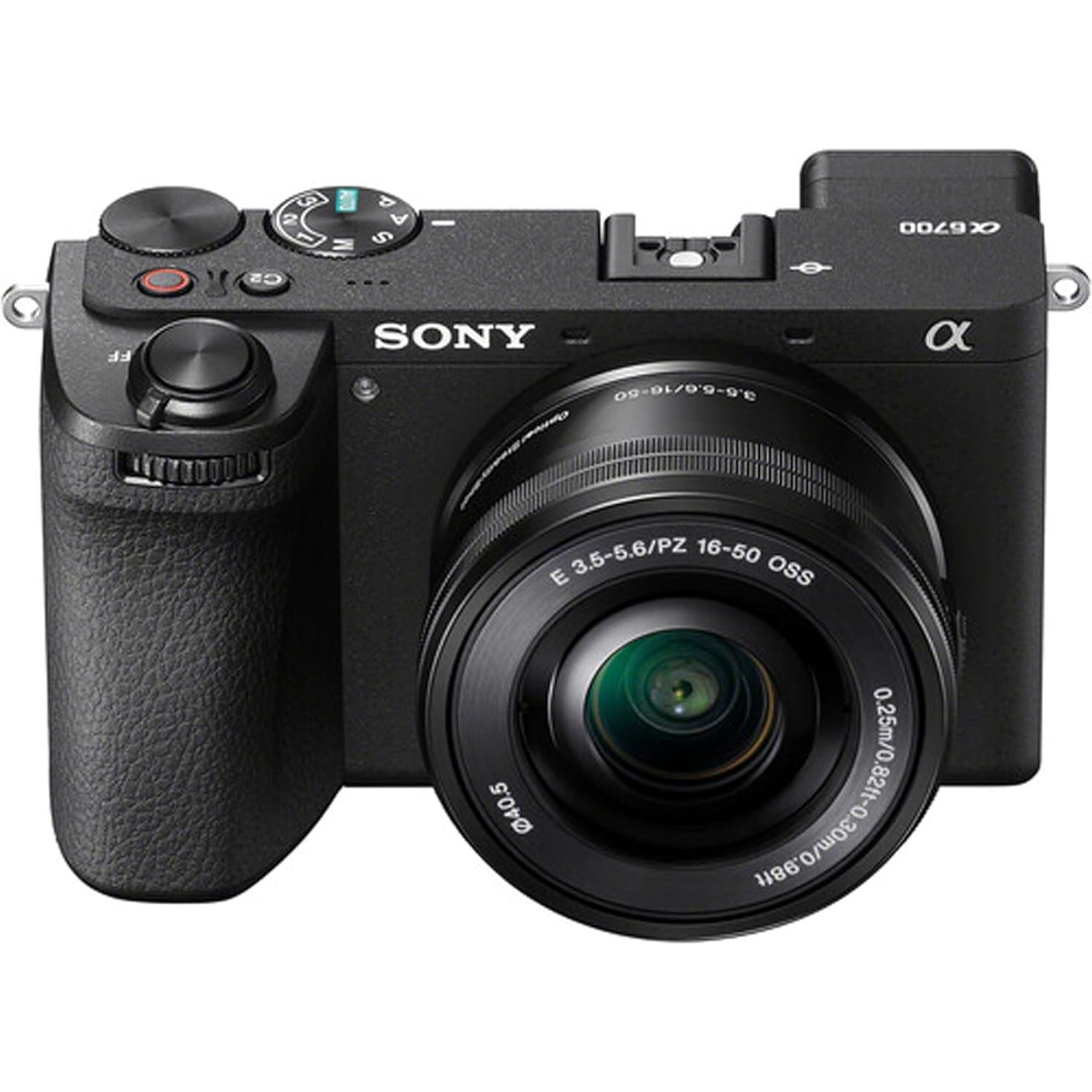 Sony a6700 Mirrorless Camera with 16-50mm Lens, 128GB Extreme Speed Memory,Microphone, 120 LED Video Light, Tripod, Filters, Hood, Grip,Spare Battery & Charger, Editing Software Kit -Deluxe Bundle
