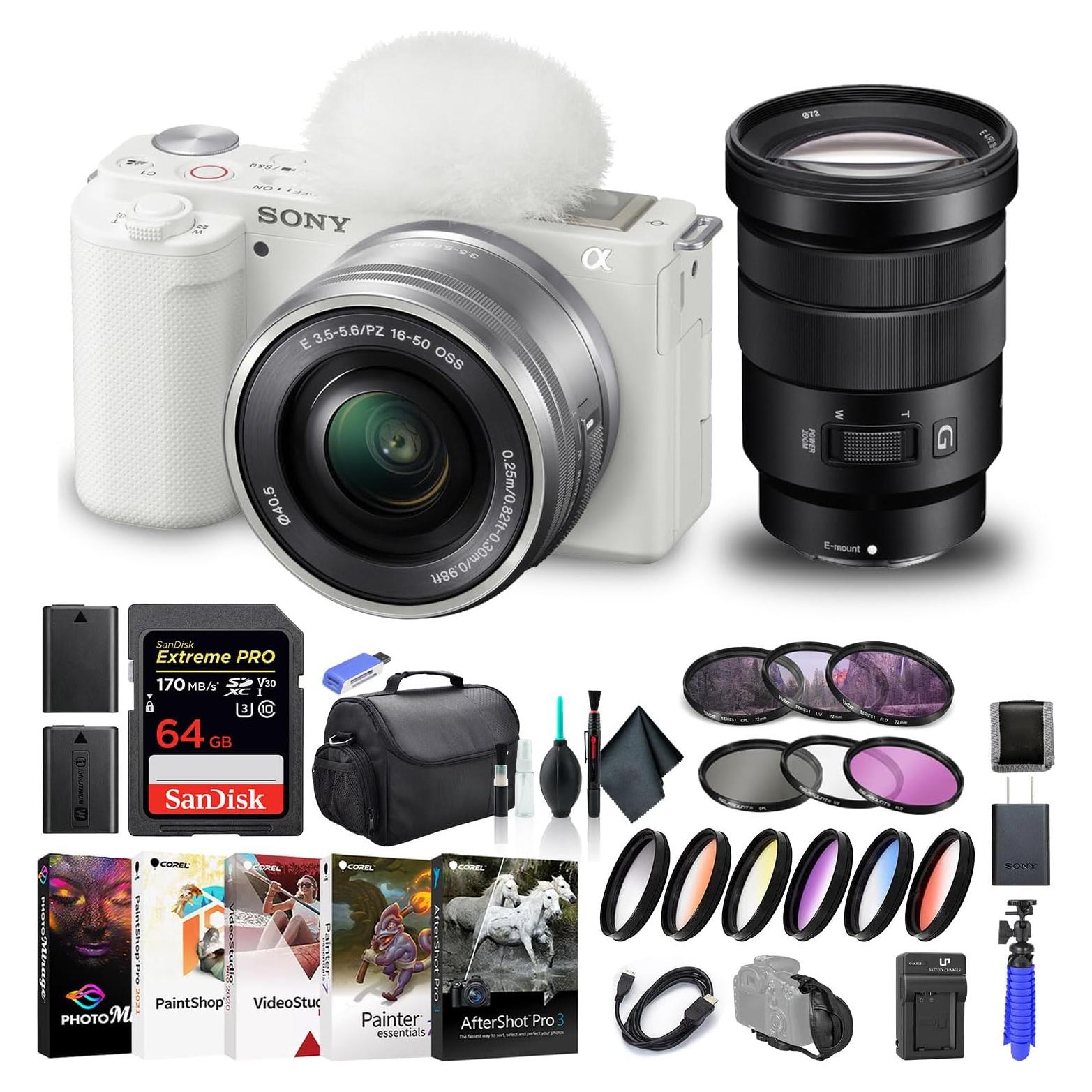 Cámara Sin Espejo Sony ZV-E10 Blanca con Lente 16-50mm y 64GB