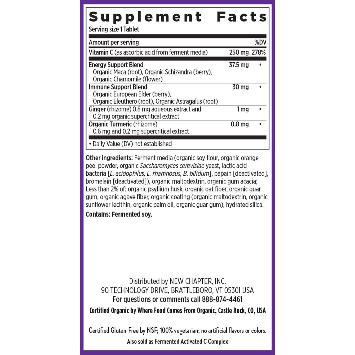 Suplemento de Vitamina C New Chapter 30 Tabletas - Inmunidad