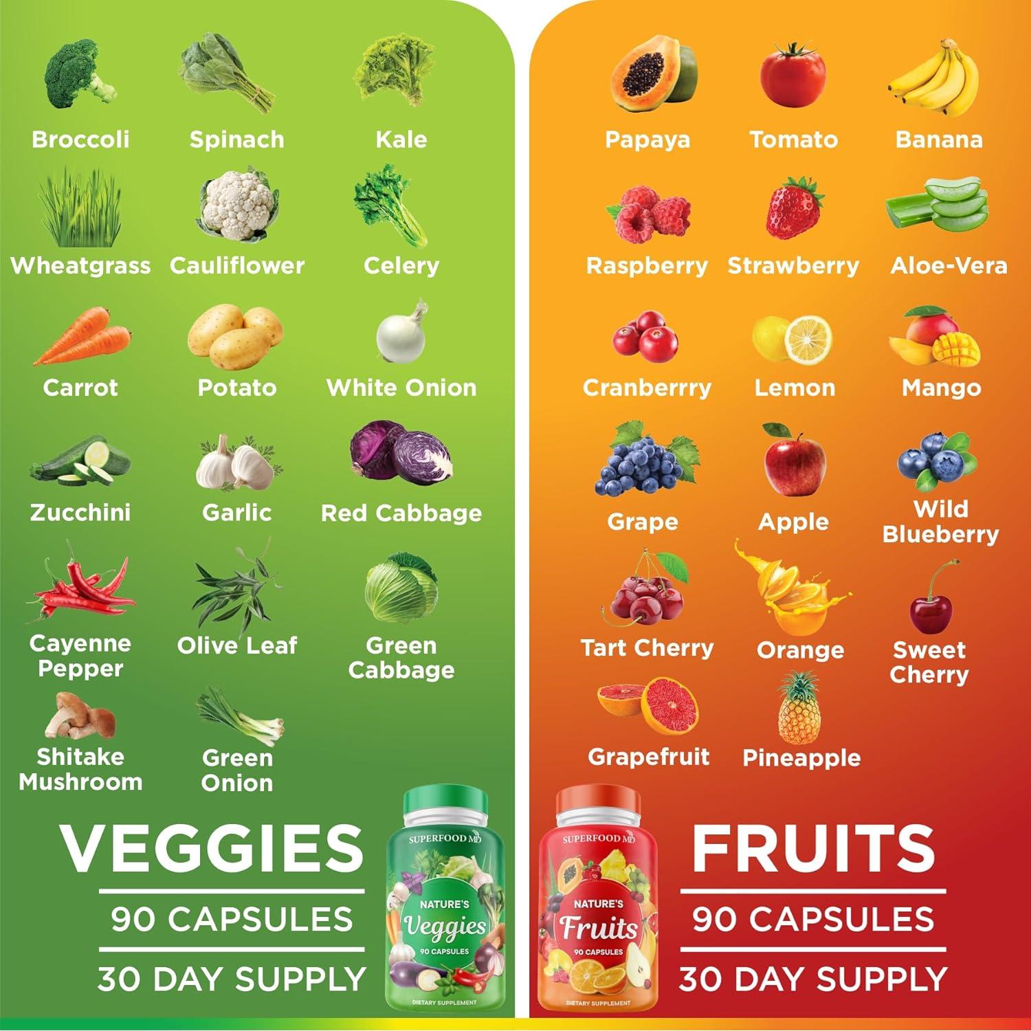 Suplemento de Frutas y Verduras Superfood MD - 90 Cápsulas