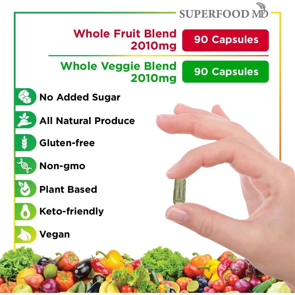 Suplemento de Frutas y Verduras Superfood MD - 90 Cápsulas