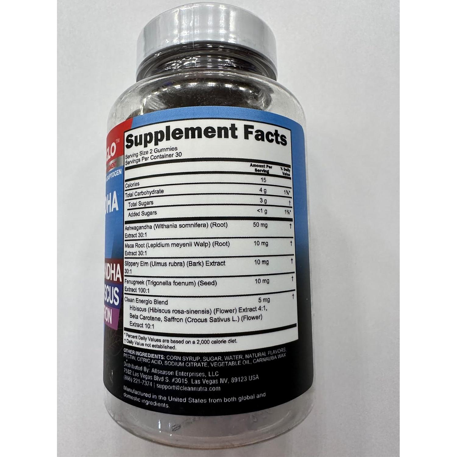 Gomitas de Ashwagandha y Maca Clean Nutra 45g Sabor Durazno