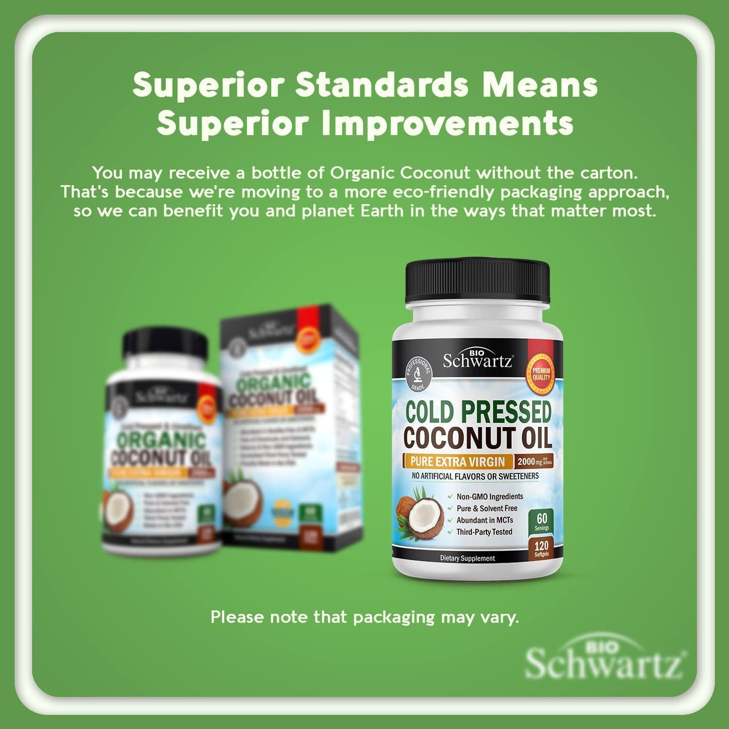 Cápsulas de Aceite de Coco Orgánico BioSchwartz 2000mg 120ct