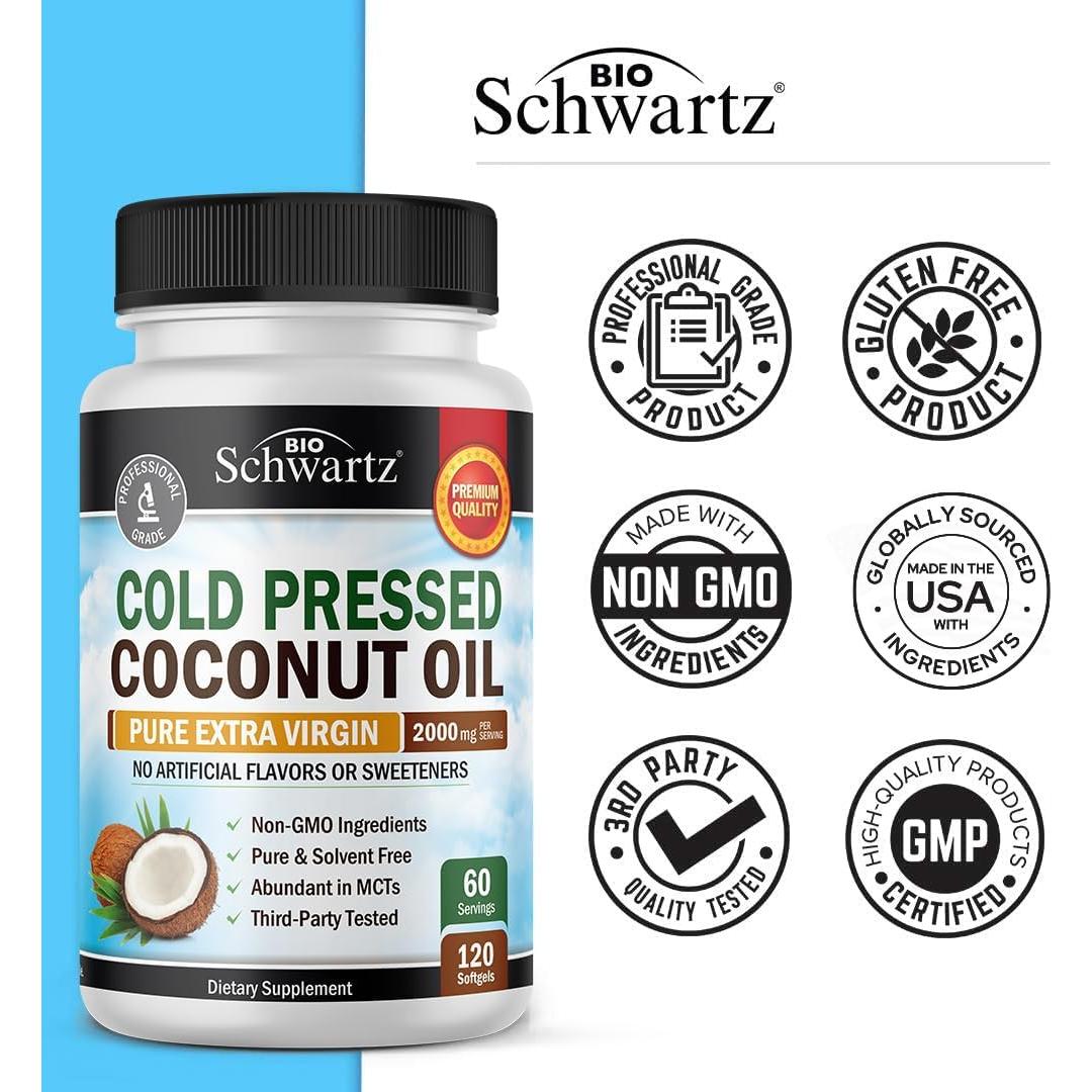 Cápsulas de Aceite de Coco Orgánico BioSchwartz 2000mg 120ct