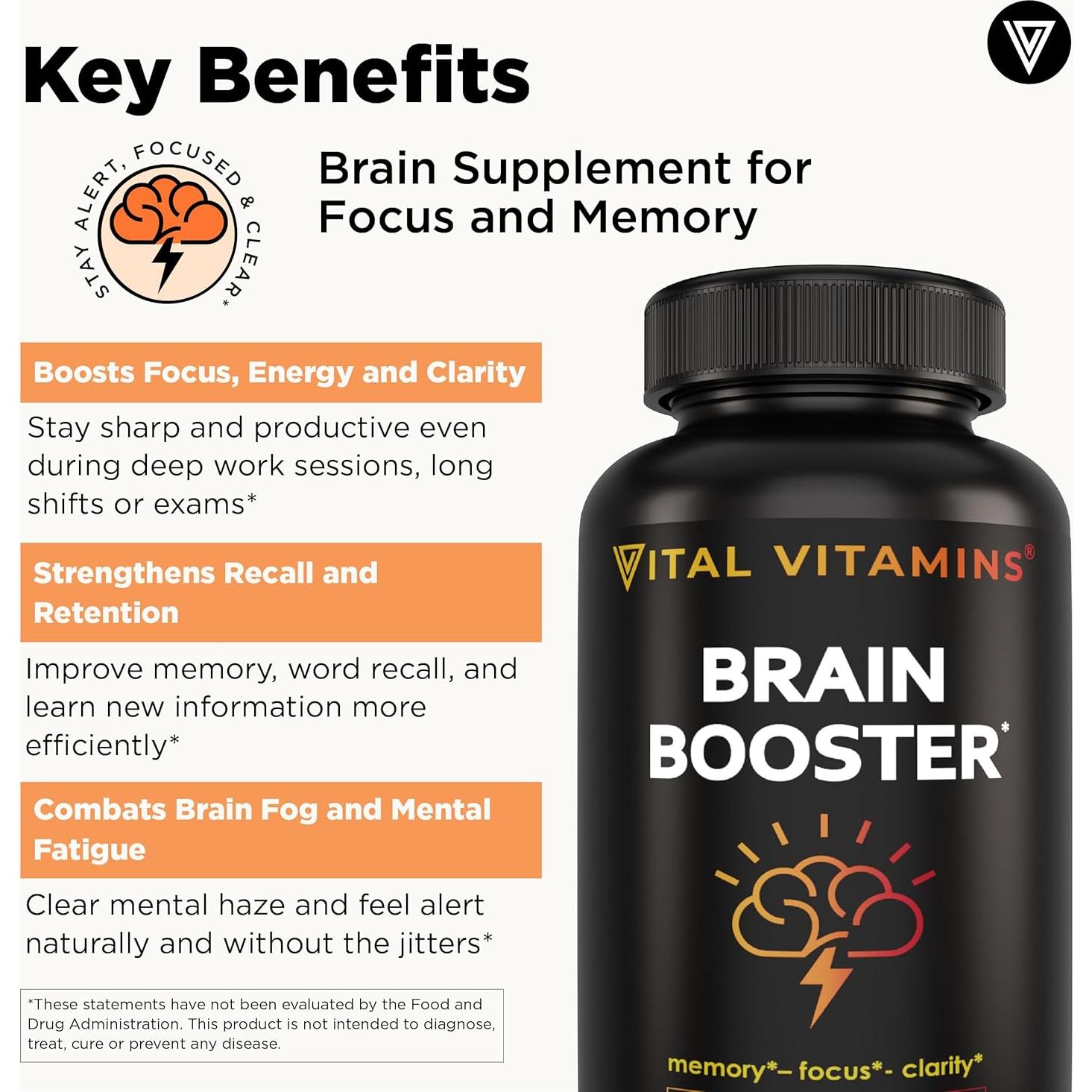 Suplemento Nootrópico Vital Vitamins 30 Cápsulas - Memoria y Enfoque