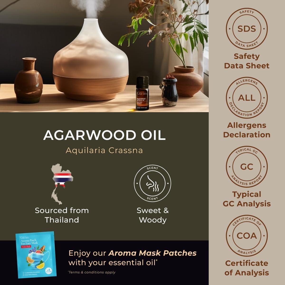 Aceite Esencial de Agarwood Gya Labs 10 ml - Aromaterapia y Cuidado de la Piel