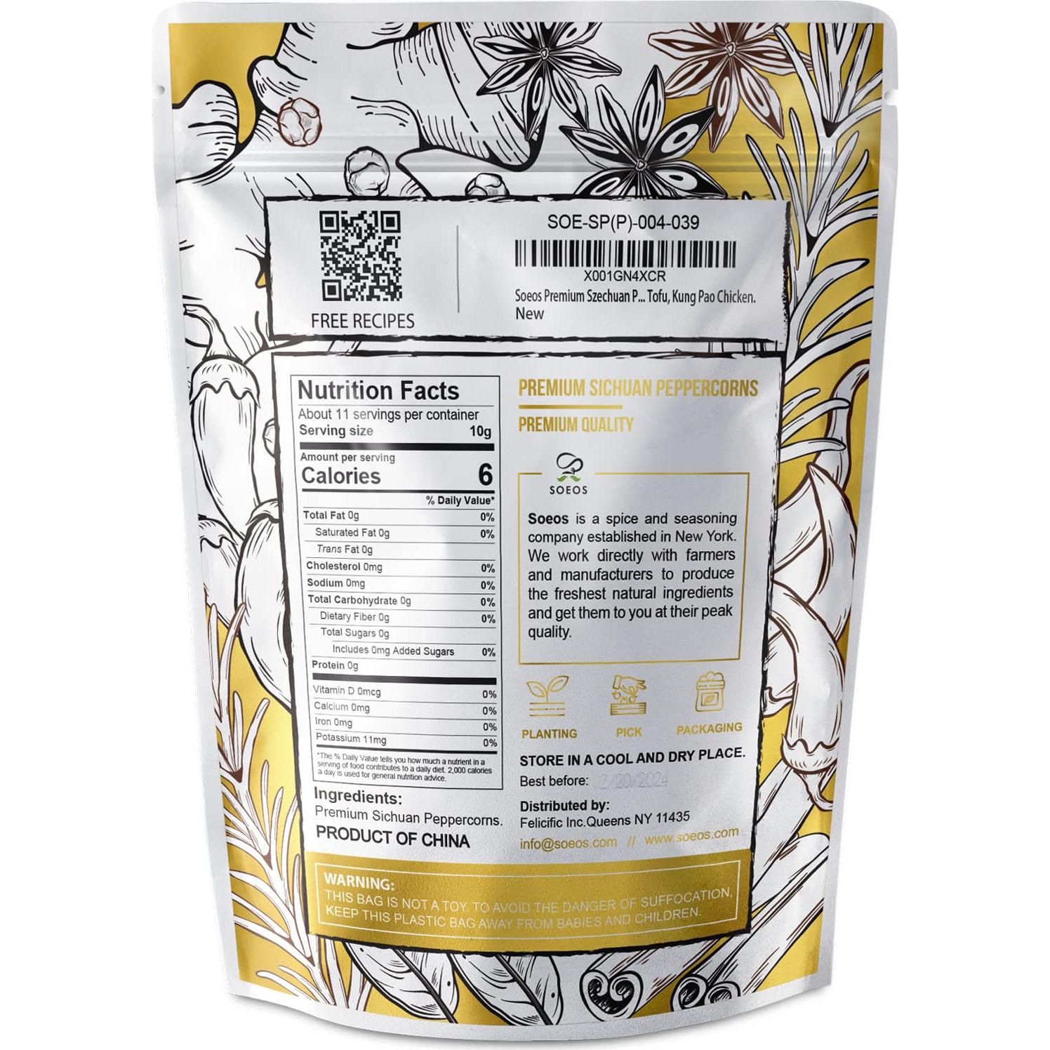 Pimienta de Szechuan Soeos 113g - Sabor Fuerte y Adormecedor