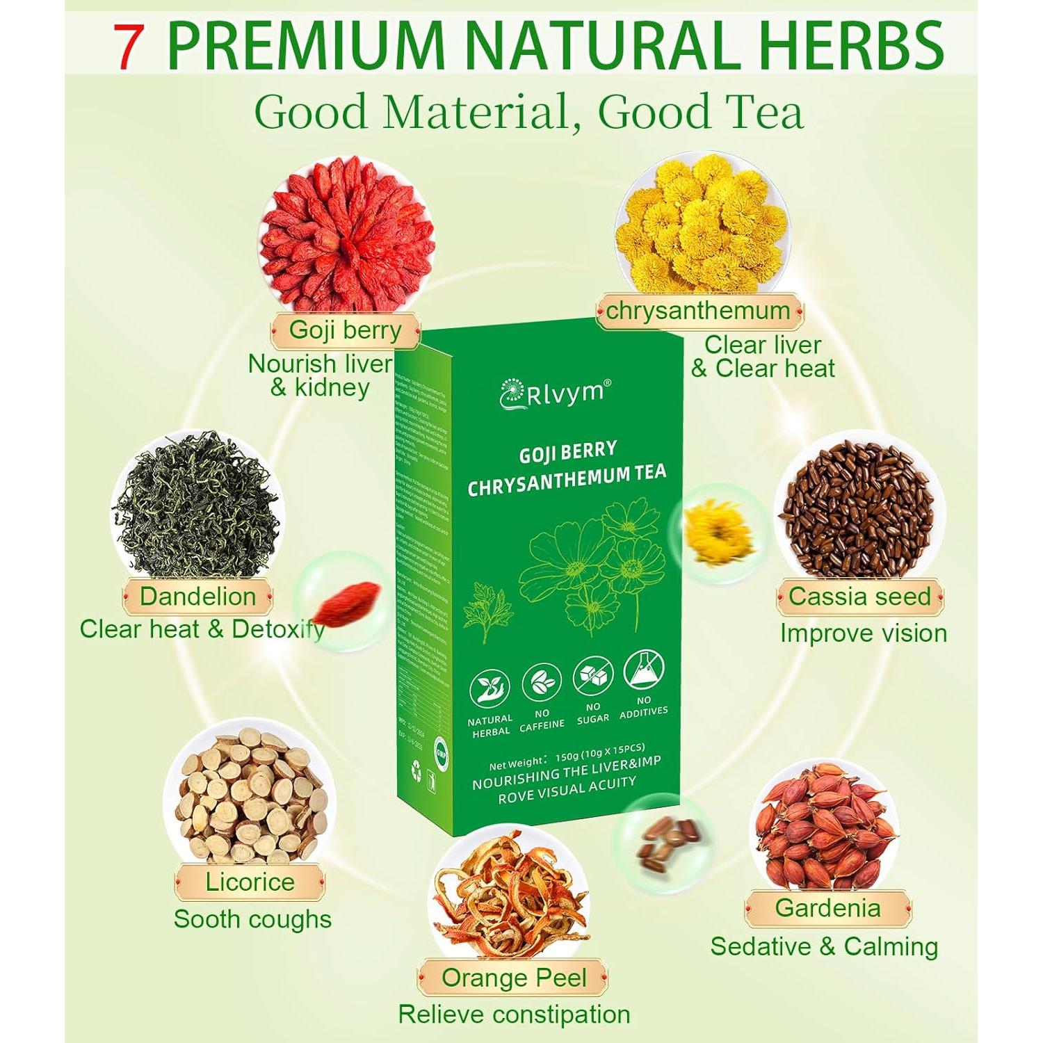 Té Herbal Rlvym de Goji Berry y Crisantemo - 15 Bolsitas