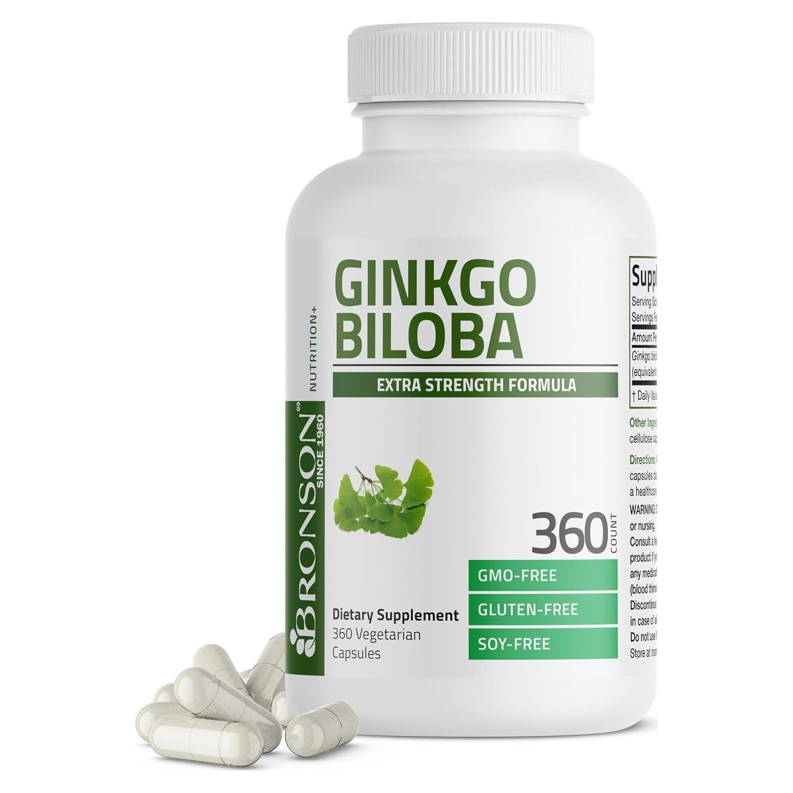 Suplemento Ginkgo Biloba Bronson Extra Fuerte 360 Cápsulas
