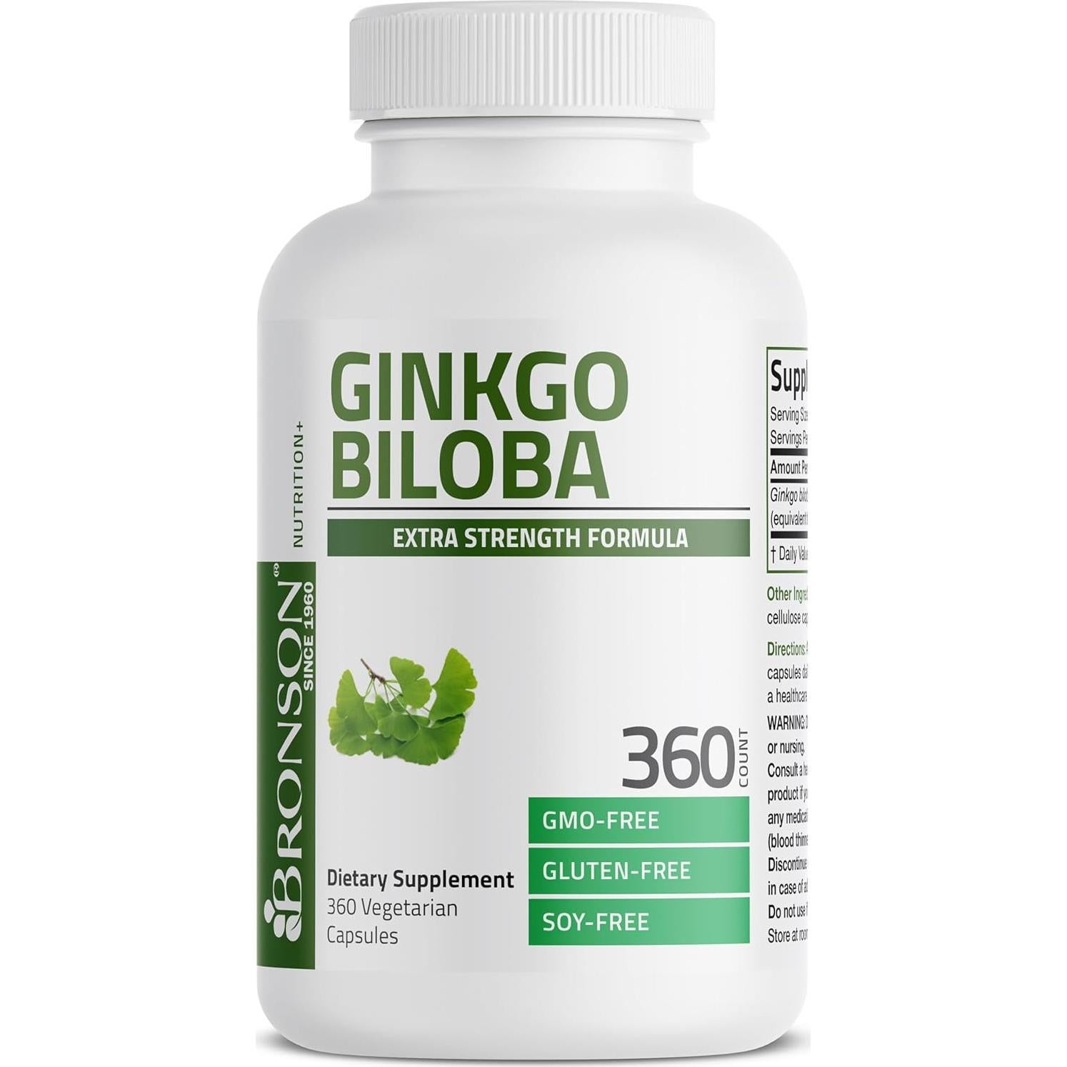 Suplemento Ginkgo Biloba Bronson Extra Fuerte 360 Cápsulas