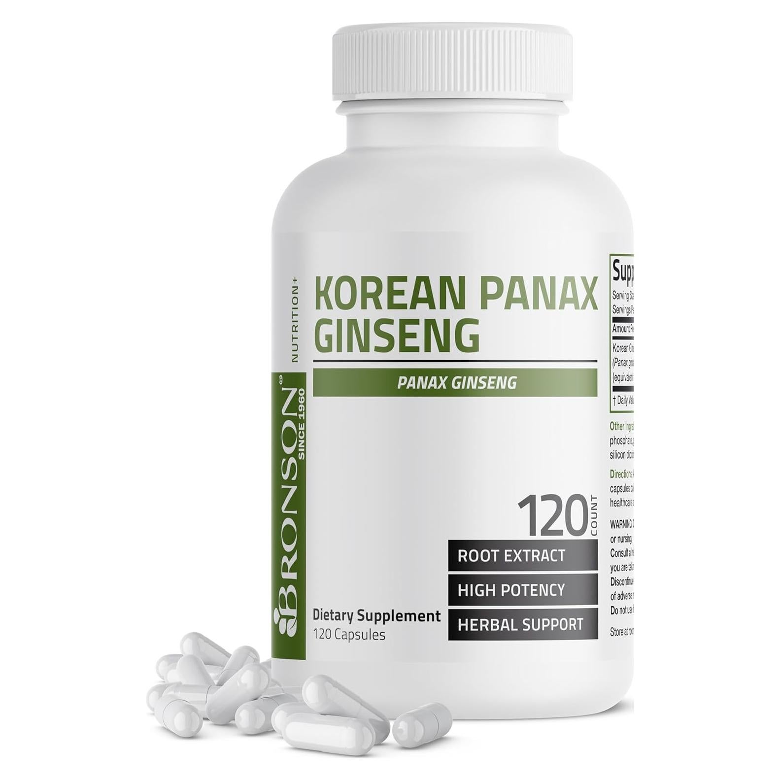 Ginseng Panax Coreano Bronson 120 Cápsulas 1000mg Energía