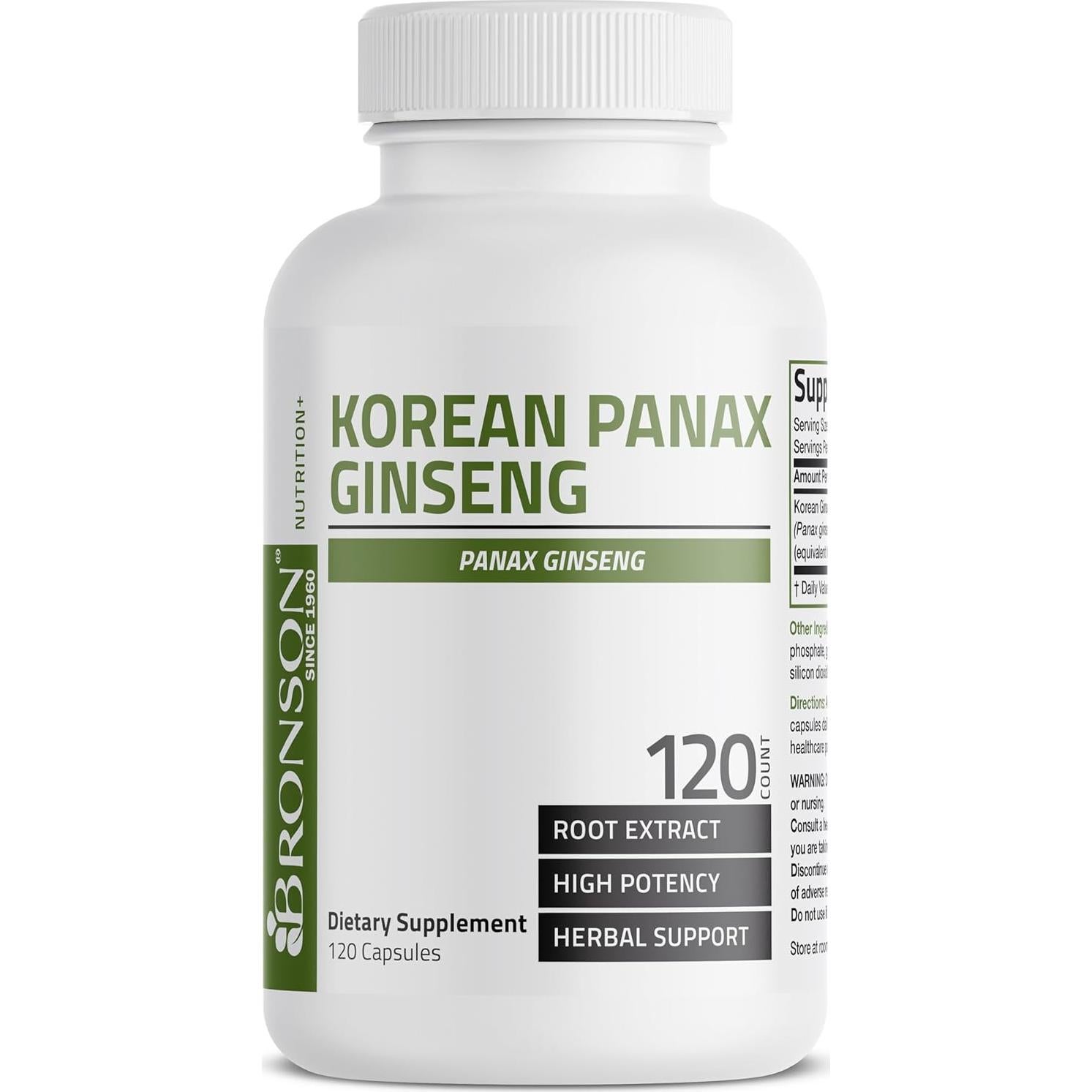 Ginseng Panax Coreano Bronson 120 Cápsulas 1000mg Energía